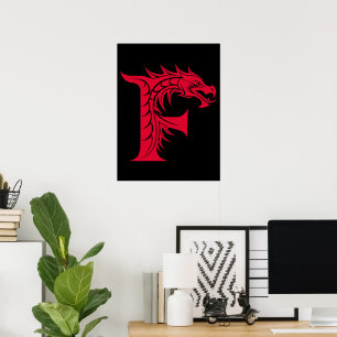 Drache gestalteter Buchstabe F, Drachenalphabet, M Poster