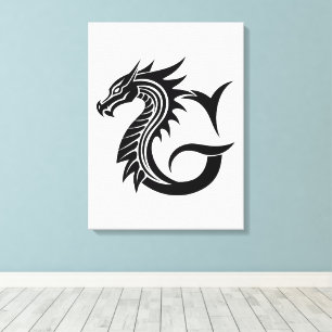 Drache gestalteter Buchstabe G, Drachenalphabet, M Leinwanddruck