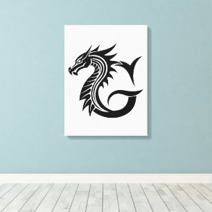Drache gestalteter Buchstabe G, Drachenalphabet, M Leinwanddruck
