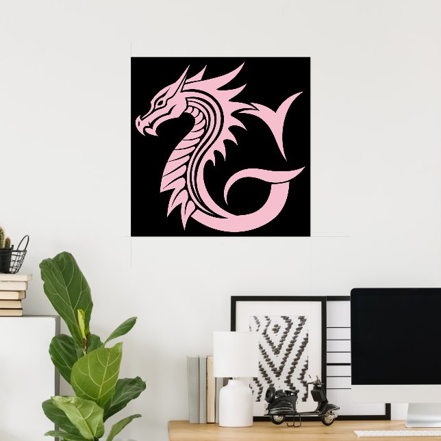 Drache gestalteter Buchstabe G, Drachenalphabet, M Poster (Heimbüro)