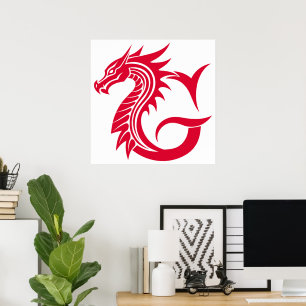 Drache gestalteter Buchstabe G, Drachenalphabet, M Poster