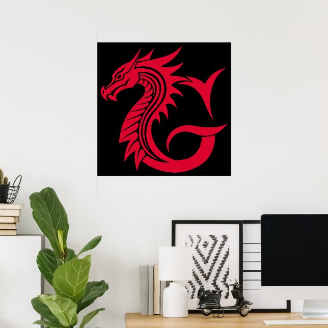 Drache gestalteter Buchstabe G, Drachenalphabet, M Poster (Heimbüro)