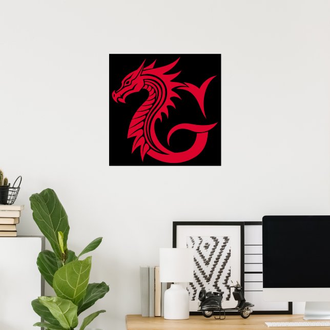 Drache gestalteter Buchstabe G, Drachenalphabet, M Poster (Heimbüro)