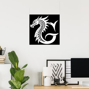 Drache gestalteter Buchstabe G, Drachenalphabet, M Poster