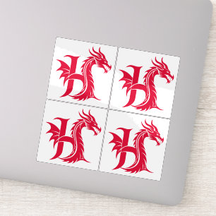 Drache gestalteter Buchstabe H, Drachenalphabet, M Aufkleber