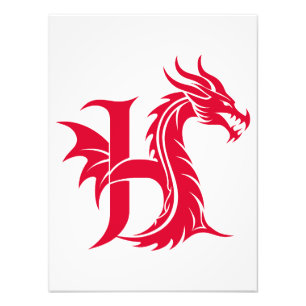 Drache gestalteter Buchstabe H, Drachenalphabet, M Fotodruck