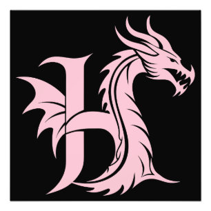 Drache gestalteter Buchstabe H, Drachenalphabet, M Fotodruck