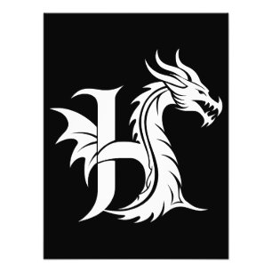 Drache gestalteter Buchstabe H, Drachenalphabet, M Fotodruck