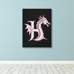 Drache gestalteter Buchstabe H, Drachenalphabet, M Leinwanddruck