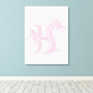 Drache gestalteter Buchstabe H, Drachenalphabet, M Leinwanddruck