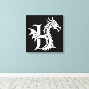 Drache gestalteter Buchstabe H, Drachenalphabet, M Leinwanddruck