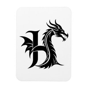 Drache gestalteter Buchstabe H, Drachenalphabet, M Magnet