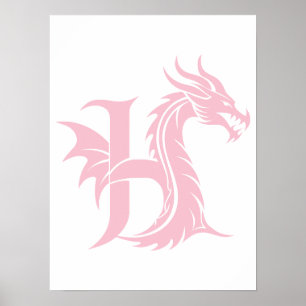 Drache gestalteter Buchstabe H, Drachenalphabet, M Poster