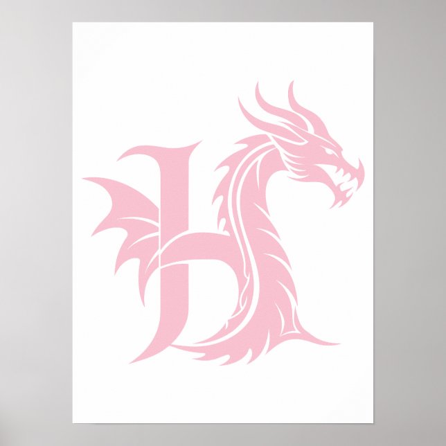 Drache gestalteter Buchstabe H, Drachenalphabet, M Poster (Vorne)