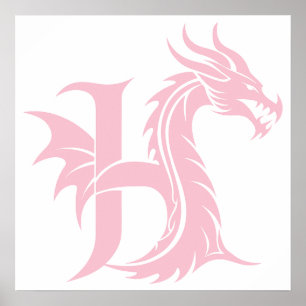 Drache gestalteter Buchstabe H, Drachenalphabet, M Poster