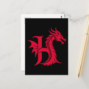 Drache gestalteter Buchstabe H, Drachenalphabet, M Postkarte