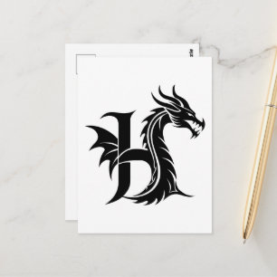 Drache gestalteter Buchstabe H, Drachenalphabet, M Postkarte