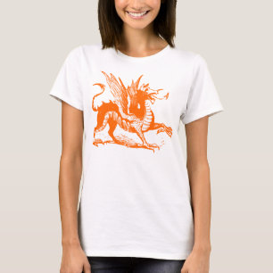 Drache Gravur - Orange T-Shirt