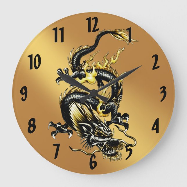 Drache Große Wanduhr (Vorderseite)
