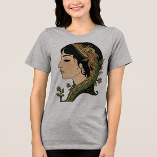 Drache-Haare-Dame – Persische Fantasy-Frau-Kunst Tri-Blend Shirt