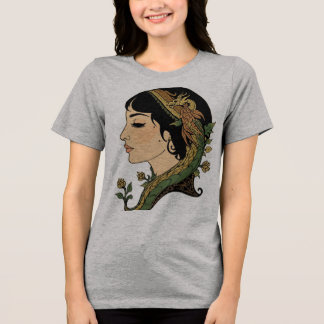 Drache-Haare-Dame – Persische Fantasy-Frau-Kunst Tri-Blend Shirt
