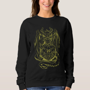 Drache hält einen RPG-Würfel Brettspiel Rollenspie Sweatshirt
