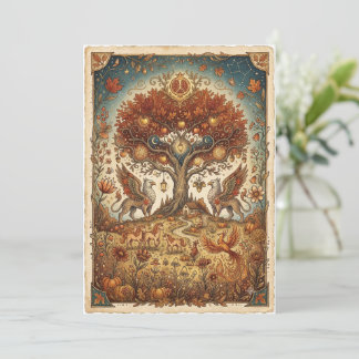 Drache im Herbst Vintage Whimsical Art Karte