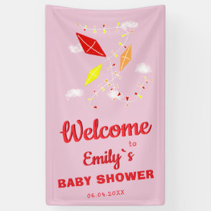 Drache im Himmel Rosa Mädchen Baby Shower Party  Banner