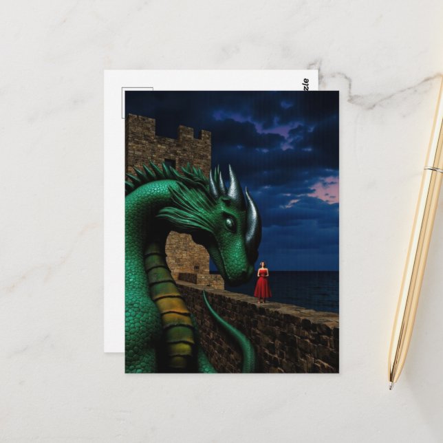 Drache im Schloss Postkarte (Vorderseite/Rückseite Beispiel)