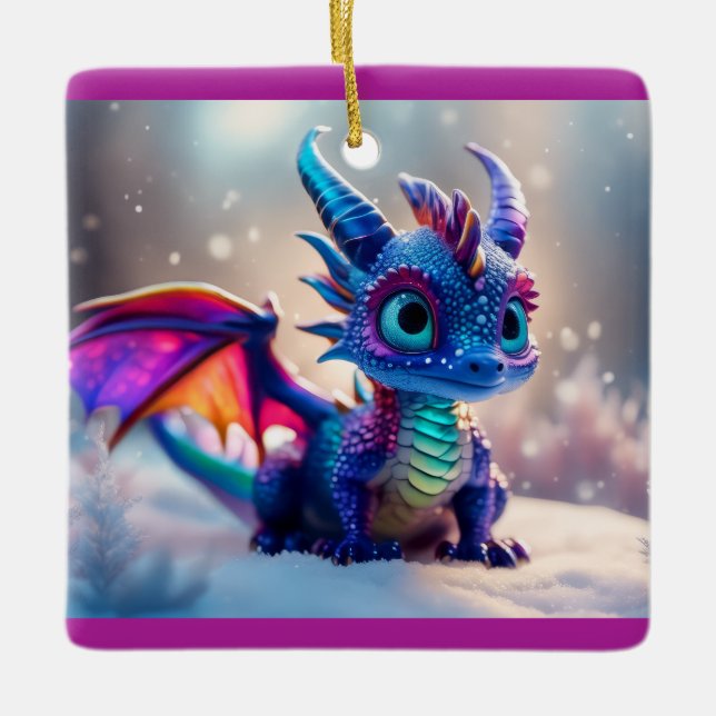 Drache im Schnee. Keramikornament (Vorderseite)