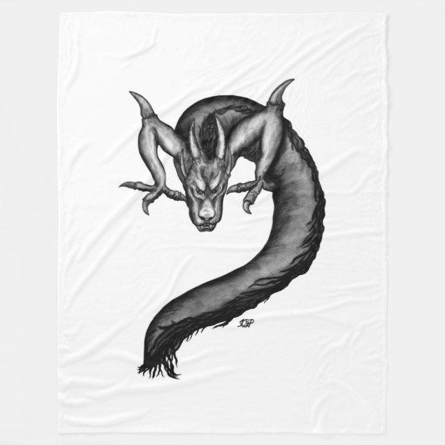 Drache im Tattoo-Stil Fleecedecke (Vorderseite)