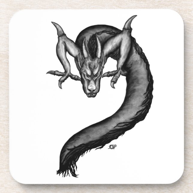 Drache im Tattoo-Stil Getränkeuntersetzer (Vorderseite)