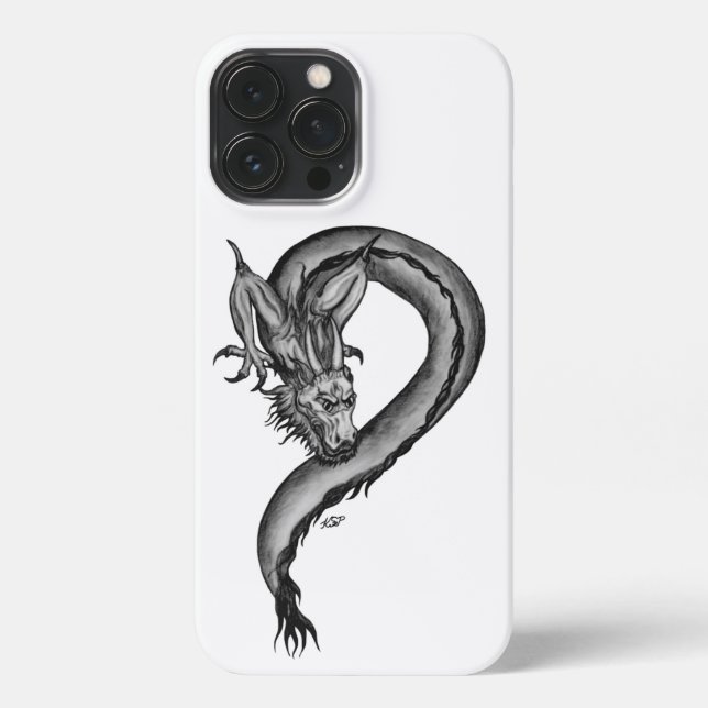 Drache im Tattoo-Stil iPhone 13 Pro Max Hülle (Rückseite)