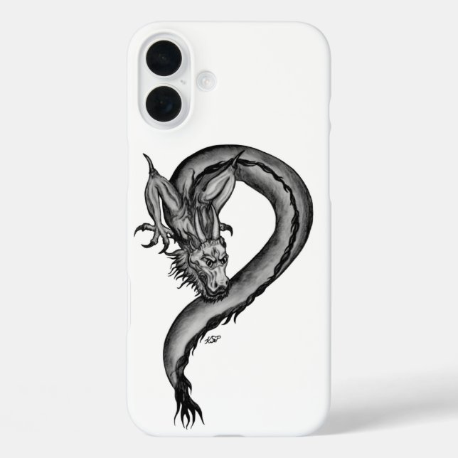 Drache im Tattoo-Stil iPhone 16 Plus Hülle (Rückseite)