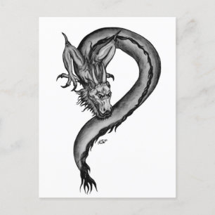 Drache im Tattoo-Stil Postkarte