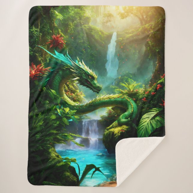 Drache im Wasserfall Sherpadecke (Vorderseite)