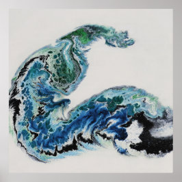 “Drache in den Wellen – Abstrakter Ozean-Energie-P Poster