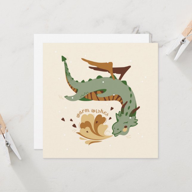 Drache in grün und beige (Vorderseite/Rückseite Beispiel)