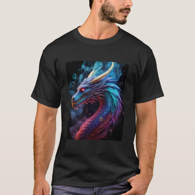 Drache in schwarz T-Shirt (Vorderseite)