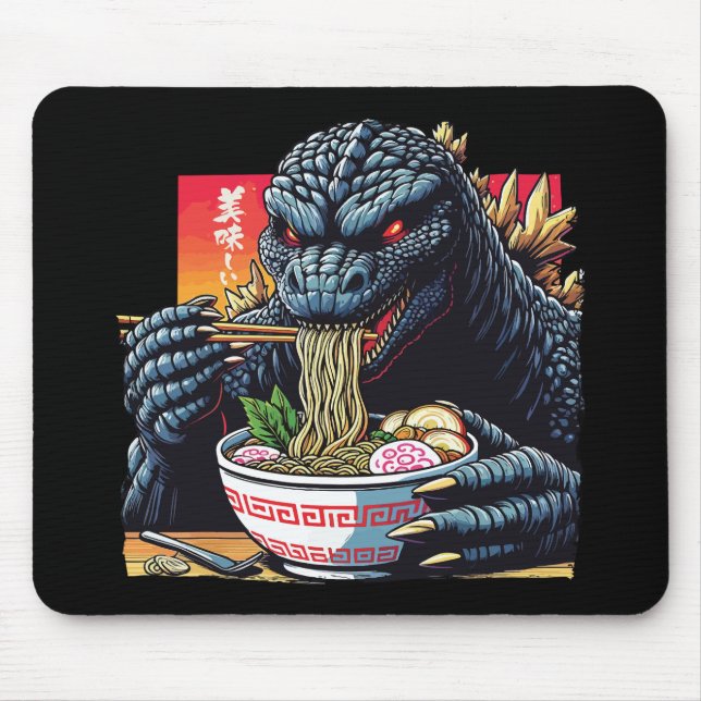 Drache isst Ramen  Mousepad (Vorne)