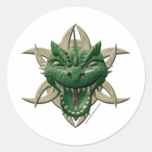 Drache-Kopf - Grün Runder Aufkleber