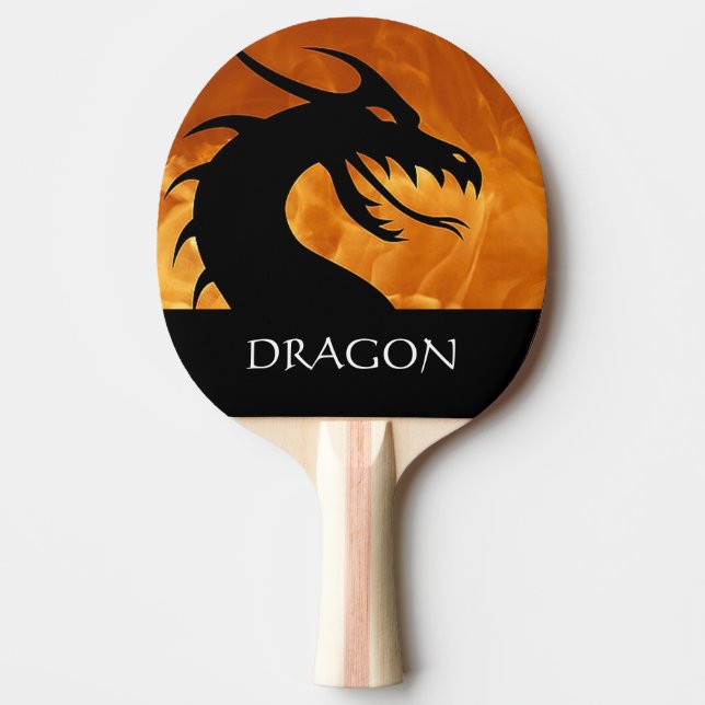 Drache-Kopf mit Feuer-Klingeln Pong Paddel Tischtennis Schläger (Vorderseite)