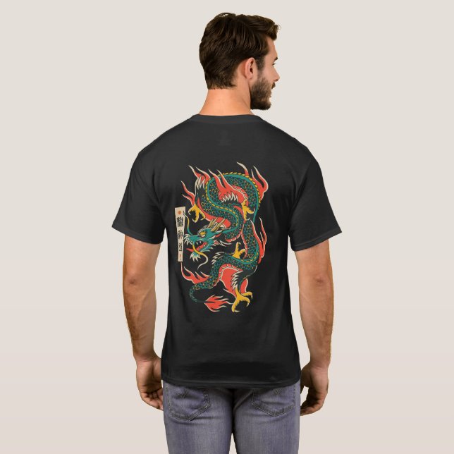 Drache Kraft T-Shirt (Schwarz voll)