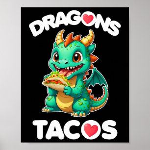 Drache liebt Tacos süß Cinco De Mayo mexikanisches Poster