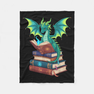 Drache liest Bücher Fantasy-Liebhaber Mythische Kr Fleecedecke