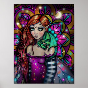 Drache Mädchen Fantasy-Kunst von Molly Harrison Poster