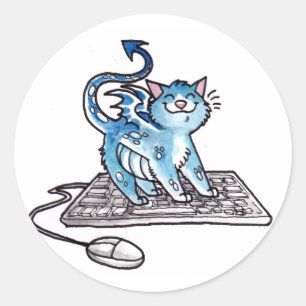 Drache-Miezekatze Runder Aufkleber