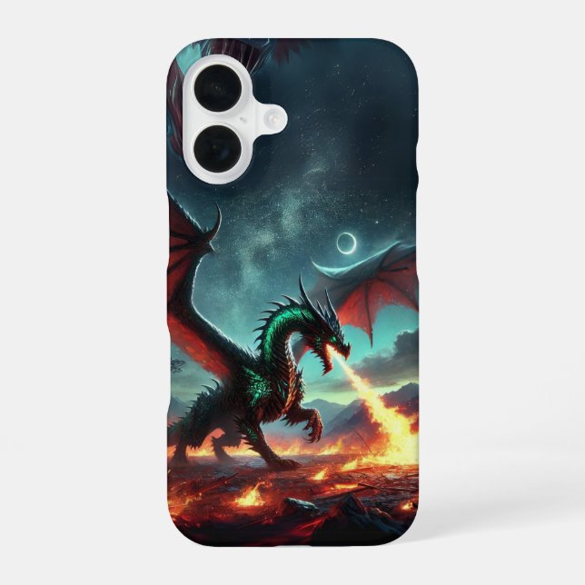 Drache mit Branddesign iPhone 16 Hülle (Rückseite)
