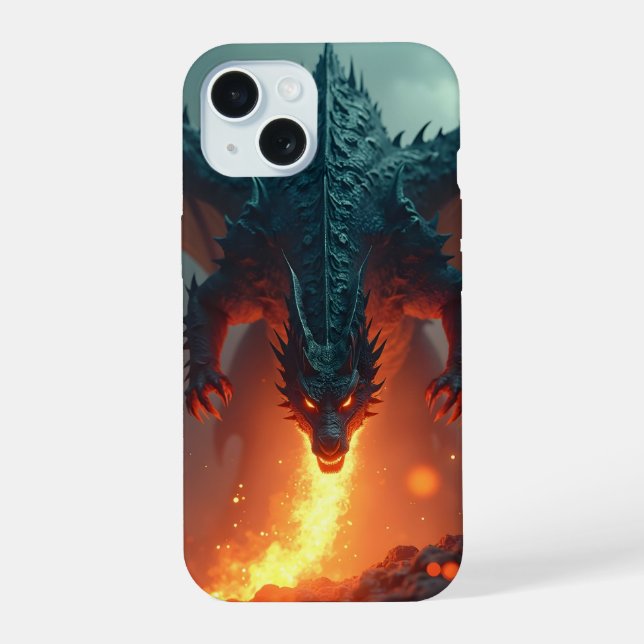 Drache mit Feuer iPhone 15 Hülle (Rückseite)