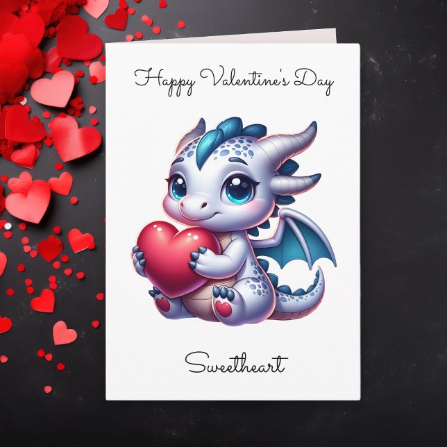 Drache mit Herz Personalisiertes Foto Valentine Karte (Von Creator hochgeladen)